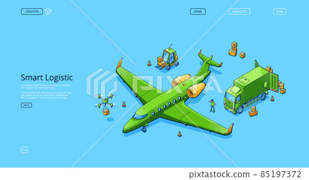 Smart logistic banner with airplane, truck, drone 85197372