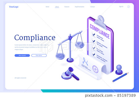 Compliance isometric landing page, business policy Compliance isometric landing page, business policy 85197389