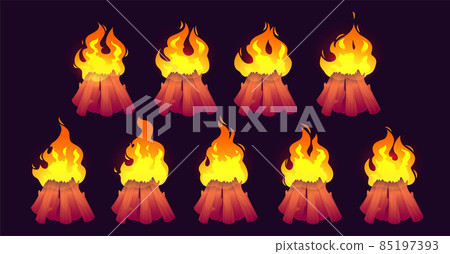 Cartoon burning camp fire flames with, campfire-插圖素材 [85197393] - PIXTA圖庫