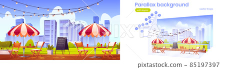 Parallax background summer cafe at outdoor terrace 85197397