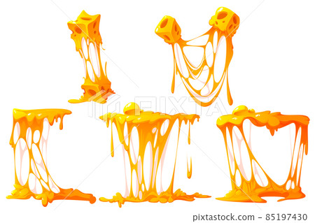 Set of melted cheese, cartoon mellow pieces design 85197430