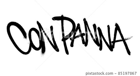 Sprayed con panna font graffiti with overspray in black over white. Vector illustration. Sprayed con panna font graffiti with overspray in black over white. Vector illustration. 85197867