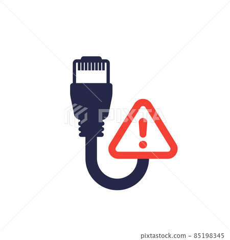 ethernet cable and warning sign, vector icon 85198345