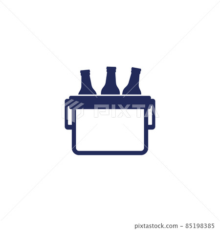 Portable cooler box with beer icon on white 85198385