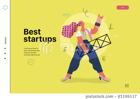 Startup illustration, website landing template. Concept of building new business Startup illustration, website landing template. Concept of building new business 85199117