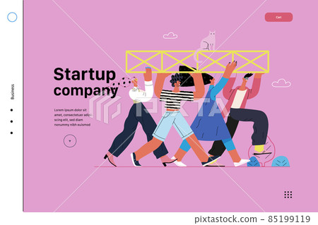 Startup illustration, website landing template. Concept of building new business Startup illustration, website landing template. Concept of building new business 85199119
