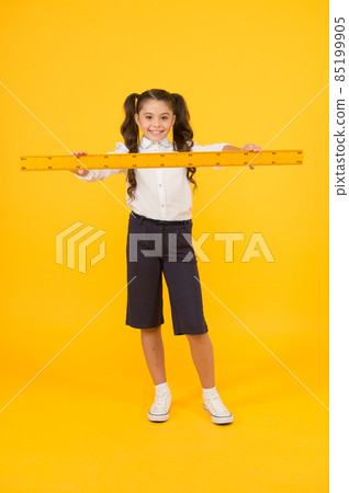 Studying is fun. School adorable student study geometry.  85199905