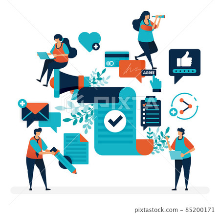 Verify agreement document. Tick checklist for promotions and survey. Confirm legal document. Simple tick symbol vector illustration for landing page, web, banner, template, mobile apps, flyer, poster Verify agreement document. Tick checklist for promotions and survey. Confirm legal document. Simple tick symbol vector illustration for landing page, web, banner, template, mobile apps, flyer, poster 85200171