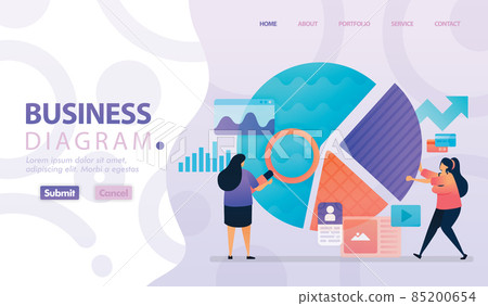 Landing page vector design of Business Diagram and Chart.  85200654