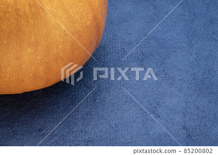 pumpkin on blue handmade paper 85200802