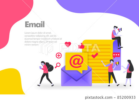 Email Illustration Concept Send receive and read online letter. Modern flat design concept for Landing page website, mobile apps ui ux, banner poster, flyer brochure, web print document. Vector EPS 10 85200933