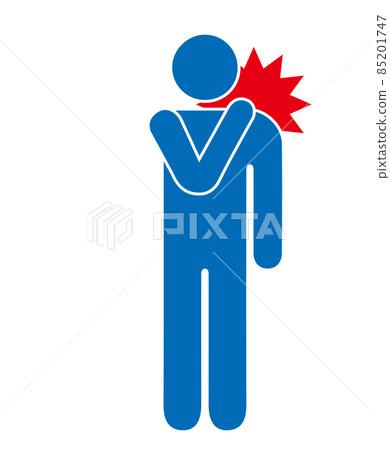 Manipulative massage Osteopathic clinic Stiff shoulders Shoulder pain illustration Human body Pictogram Illustration pose 85201747