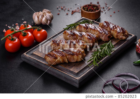 A delicious dish of pork mince wrapped with delicious pieces of bacon 85202023