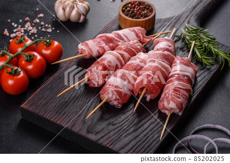 A delicious dish of pork mince wrapped with delicious pieces of bacon 85202025