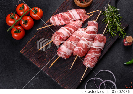 A delicious dish of pork mince wrapped with delicious pieces of bacon 85202026