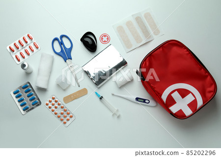 First aid medical kit on white background First aid medical kit on white background 85202296
