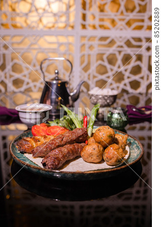 Turkish traditional kofte. Spicy meatballs Kebab or Kebap. 85202889