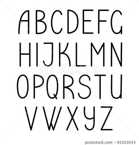 Hand drawn black letters of English alphabet in... - Stock ...