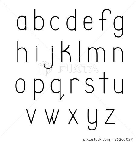 Hand drawn small black letters of English alphabet in doodle style outline vector illustration, calligraphic abc, cute funny decorative handwriting, contour lined art lettering 85203057