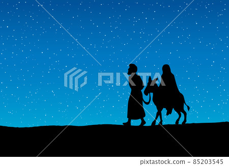 Joseph Mary go to Bethlehem. Vector drawing Joseph Mary go to Bethlehem. Vector drawing 85203545
