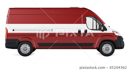 Latvian flag painted on commercial delivery van. Freight delivery in Latvia, concept. 3D rendering Latvian flag painted on commercial delivery van. Freight delivery in Latvia, concept. 3D rendering 85204362
