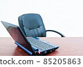 Empty office desk with computer on table 85205863