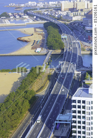 Fukuoka City Expressway seen from Fukuoka Tower Fukuoka City Expressway seen from Fukuoka Tower 85206161