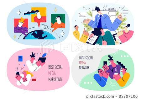 Set of people study online at smm courses  85207100