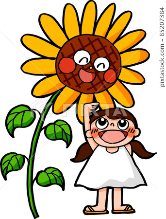 一個孩子把他的背比作向日葵 85207384