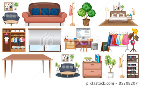 Set of interior furniture and decorations Set of interior furniture and decorations 85209207