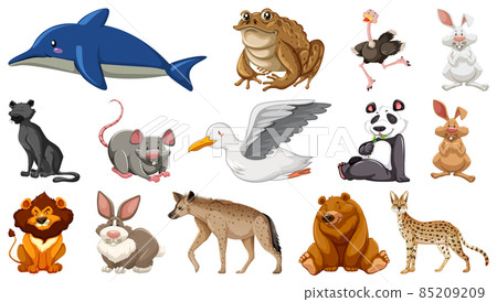 Set of different wild animals cartoon characters 85209209