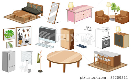 Set of interior furniture and decorations 85209211