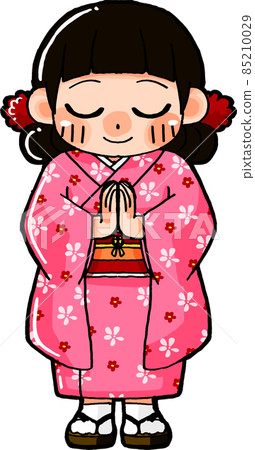 A child who joins hands at the first visit to the shrine A child who joins hands at the first visit to the shrine 85210029