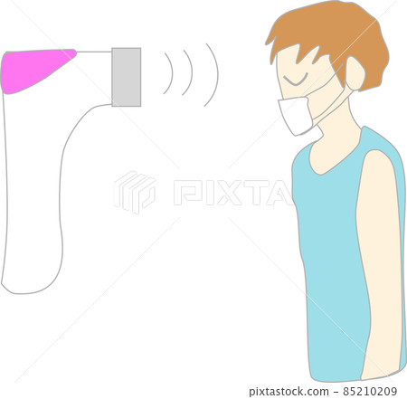 Illustration material of a thermometer and a person with short hair Illustration material of a thermometer and a person with short hair 85210209