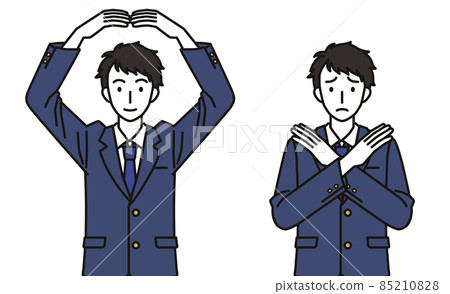 Male junior high school and high school students making round gestures Male junior high school and high school students making round gestures 85210828