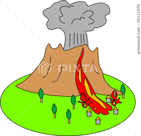 Illustration material of volcano causing big eruption 85211970