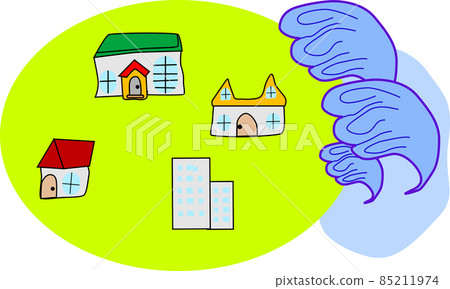 Illustration material of the tsunami that hits the city 85211974