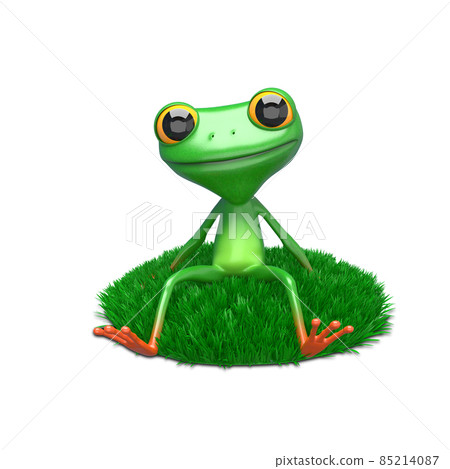 3D Illustration of a Frog on a Green Lawn 3D Illustration of a Frog on a Green Lawn 85214087