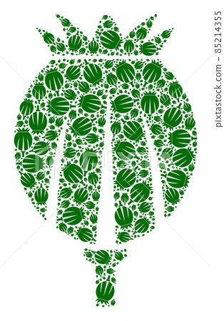 Poppy Head Recursive Icon Composition of Self Items 85214355