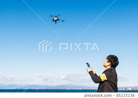 A man steering drone A man steering drone 85215136