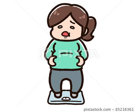 震驚體重秤的肥胖婦女 震驚體重秤的肥胖婦女 85216361