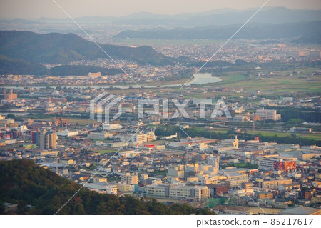 View of Komatsushima City from Mt. Bizan, Tokushima Prefecture View of Komatsushima City from Mt. Bizan, Tokushima Prefecture 85217617