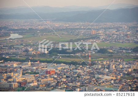 View of Toiyacho and Komatsushima City from Mt. Bizan, Tokushima Prefecture 85217618