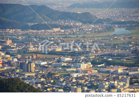View of Mt. Hinomine and Katsuura River from Bizan Park, Tokushima Prefecture View of Mt. Hinomine and Katsuura River from Bizan Park, Tokushima Prefecture 85217631