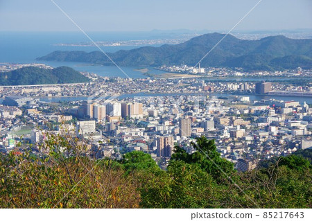 View of Tsudayama and Hinominesan from Mt. Bizan, Tokushima Prefecture View of Tsudayama and Hinominesan from Mt. Bizan, Tokushima Prefecture 85217643