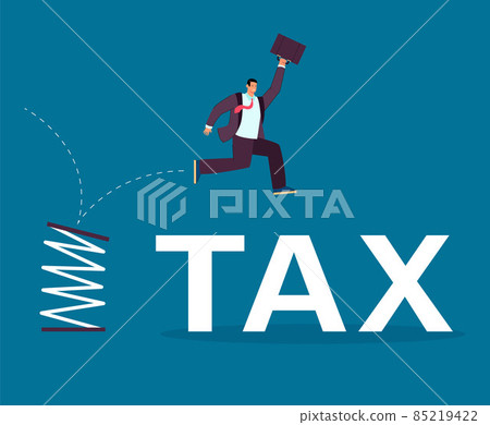 High jump of businessman reducing tax burden 85219422