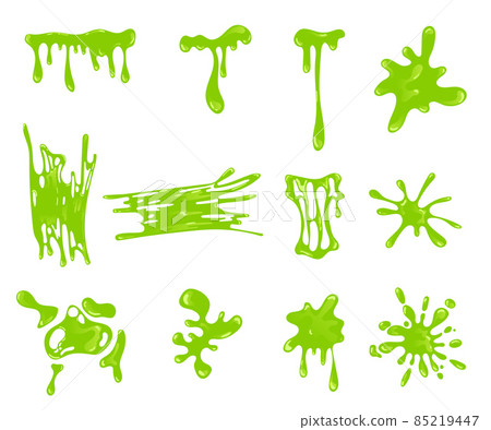 Green slime splashes and blobs set 85219447