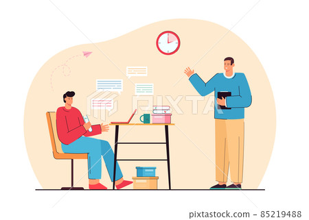 Company boss giving tasks to upset employee who very busy 85219488