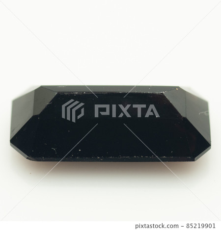 Natural black quartz morion on the white background 85219901