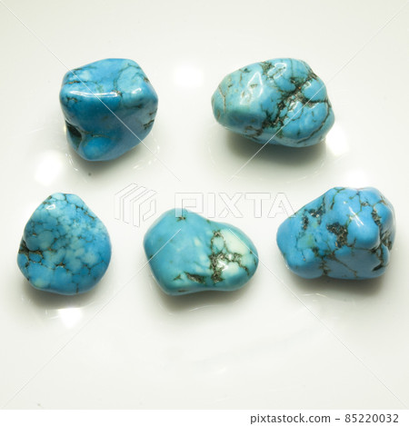 Natural blue haulite on the white background 85220032